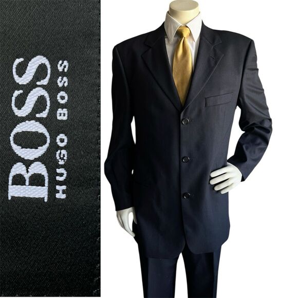 HUGO BOSS Einstein/Omega Mens Super 100s Wool Suit Jacket Pants 44R 34x31 - Picture 1 of 16
